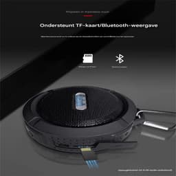 QTTVBTNA -Douche Speaker - Badkamer Speaker - Shower Speaker - Draagbare Speaker - Bluetooth Speaker - Met Zuignap - Waterproof - USB Oplaadbaar - 9*3cm - Zwart — thumbnail 3