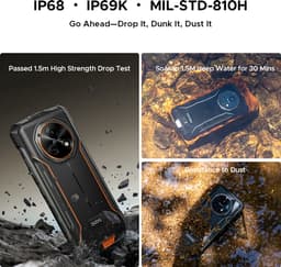 DOOGEE Fire 7 Robuuste Smartphone - IP68/IP69K Outdoor Telefoon - Dual SIM 5G - 16GB RAM - 256GB ROM - 13000mAh 18W - Android 15 - 6,6 inch - 64MP AI-camera - NFC, GPS, OTG - Oranje — thumbnail 11