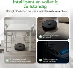 Heevey Robotstofzuiger met dweilfunctie - Automatisch leegstation - Vacuum cleaner - Dweilrobot - Huisdieren - 7000PA zuigkracht - LDS lasernavigatie - Dweilrobot - 2 extra stofzuigerzakken - Met app — thumbnail 4