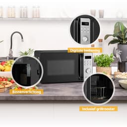 TZS First Austria Magnetron met Grill - 700W/800W - 20L - 8 programma’s - Digitaal - Zwart/RVS — thumbnail 4