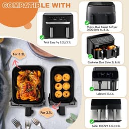 Allecto Premium - Silicone vorm accessoires voor heteluchtfriteuse - geschikt voor Tefal en Philips Dual Basket Airfryer - XL formaat accessoires voor heteluchtfriteuse - Tefal EY9018. — thumbnail 3