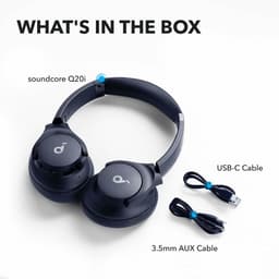 Soundcore Q20i by Anker, Draadloze Bluetooth over-ear hoofdtelefoon met hybride actieve ruisonderdrukking, 40 uur speeltijd in ANC-modus, Hi-Res audio, diepe bas, personalisatie via app — thumbnail 2