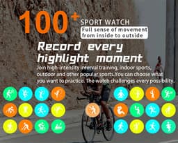 WizBay Premium Select® 1.39inch Sport Smartwatch Dames Heren TFT - Bluetooth Call - Magnetic Laden - Slaap Hart Monitor - O2 en Bloeddrukmeter - 100+ Sport Modi - Message - Alu Mat Zwarte Case - Smartwatches - Zwarte TPU Band — thumbnail 14
