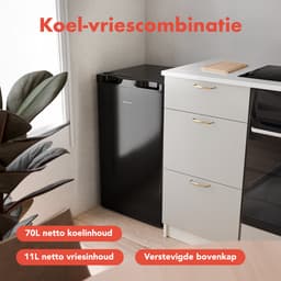 KitchenBrothers Koelkast - 81L - Tafelmodel Koelkast met Vriesvak - Koelvriescombinatie - IJskast - Frigo - Vrijstaand - Zwart — thumbnail 8