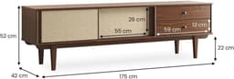 Tv-kast van massief hout met 2 laden en 2 schuifdeuren voor tv's tot 75 inch in Scandinavische vintage stijl — thumbnail 7