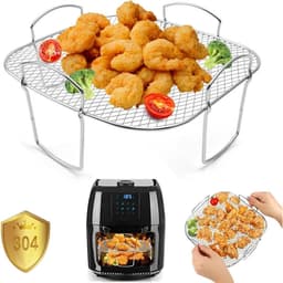 Grillrooster - Grillrooster voor airfryer - Geschikt voor grillroosters van heteluchtfriteuses - Geschikt voor Cosori 5.5L, 6.4L, XXL, Ninja Speedi AF180EU, Philips XXL airfryers, enz. - Roestvrij staal — thumbnail 4