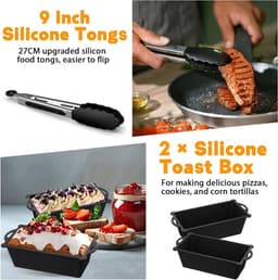 Heteluchtfriteuse Accessoires Gescht voor Philips Dual Basket Airfryer 3000-serie 6L/3L - 23pcs Airfryer Siliconen vorm Accessoireset - Grillrooster, Cake Broodvorm voor Philips Airfryer Dual Basket(grijs) — thumbnail 7