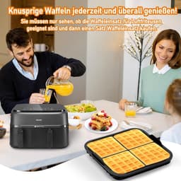 4 stuks Air Fryer Accessories - geschikt voor Philips Airfryer Dual Basket 3000 Series NA350 - Includes Waffle Mold Accessories en Bakplaat - grijs — thumbnail 3