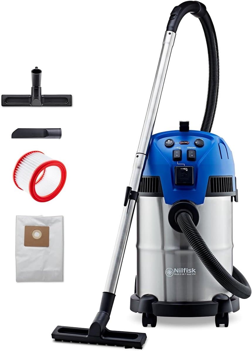 MELVRA Nat- en Droogzuiger - Alleszuiger - 1400W - 30L - Met Stopcontact - Bouwstofzuiger voor Werkplaats, Huis, Tuin en Auto - Industriële Stofzuiger — afbeelding 1