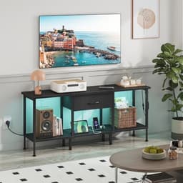 TV-Meubel met Stopcontact, USB-Poorten en LED-Verlichting – Multifunctionele TV-standaard voor Woonkamer en Slaapkamer – 120 cm voor max 55 Inch TV — thumbnail 5