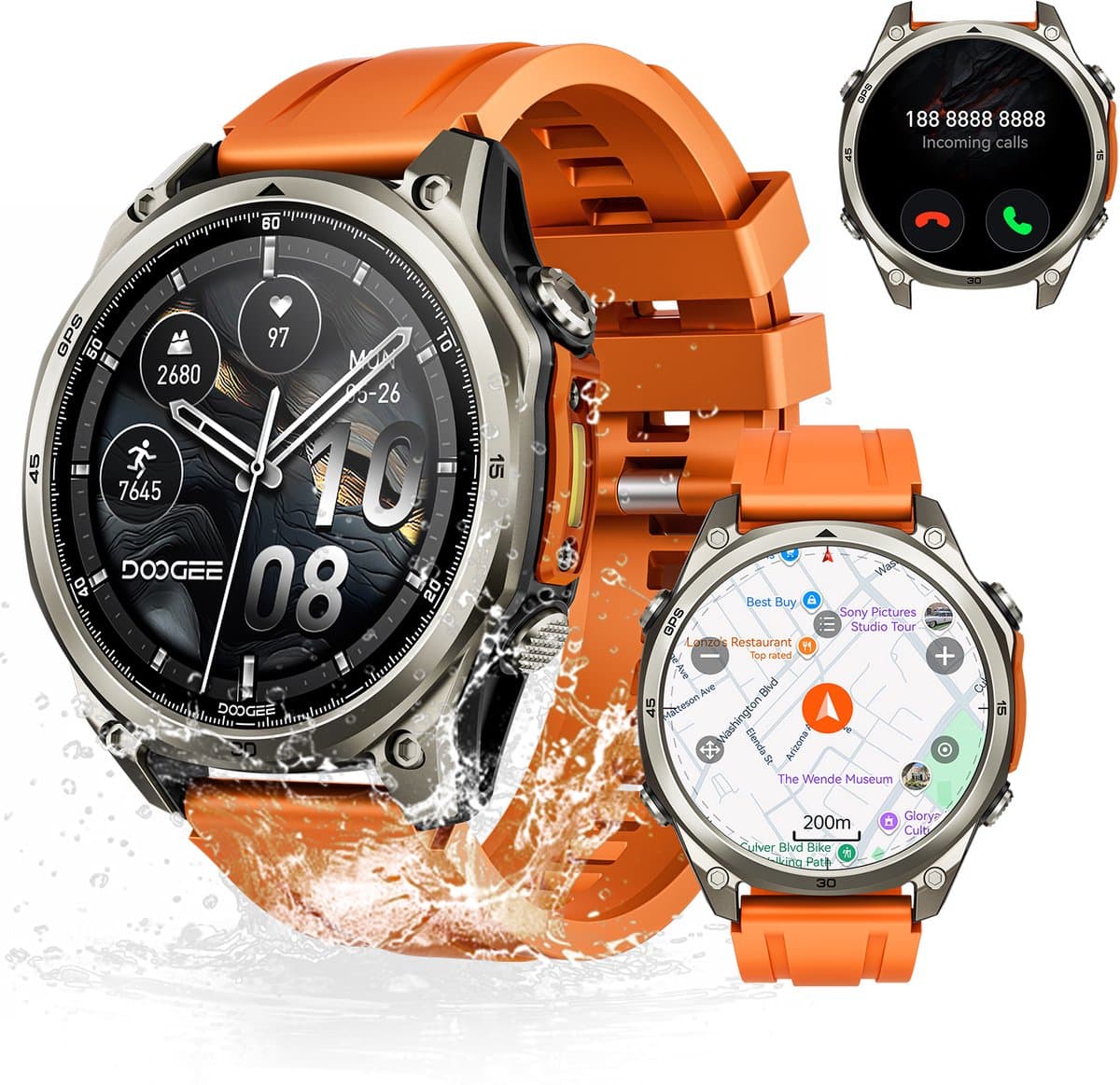 DOOGEE Anywise W1 Pro -Militair smartwatch-AI spraakbesturing-5ATM-Dual band GPS-Offline kaarten-170 sportmodi-1,43 inch AMOLED-Fitnesstracker-Bellen en gebeld worden-18 dagen extra lange batterijduur-Zaklamp-Geschikt voor Android en iPhone — afbeelding 1