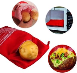 Magnetron Serie Aardappelzak Herbruikbaar Snel In 4 Minuten Gebakken Aardappel Voor Thuisgebruik Rood 19x25cm — thumbnail 2