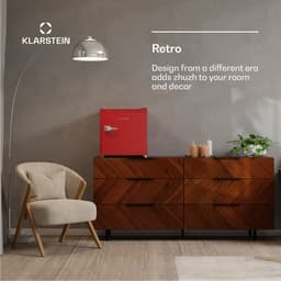 Klarstein Irene retro Mini Vriezer, 31 liter, Flexibel temperatuurbereik -24°C tot 10°C, Energie-efficiëntieklasse C, Stil 38 dB, Compact ontwerp, Mini koel-/vriescombinatie, Rood - Vrieskast Diepvrieskast - 4-Sterren - Freezer — thumbnail 3