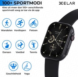 Xelar Slim - Smartwatch - Heren & Dames - Horloge - Bellen - Hartslagmeter, Saturatiemeter & Bloeddrukmeter - Kcal Teller - HD Touch Screen - Geschikt voor iOS & Android - Zwart — thumbnail 6