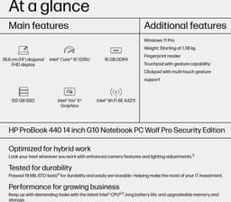 HP ProBook 440 G10 Intel® Core™ i5 i5-1335U Laptop 35,6 cm (14") Full HD 16 GB DDR4-SDRAM 512 GB SSD Wi-Fi 6E (802.11ax) Windows 11 Pro Zilver — thumbnail 6