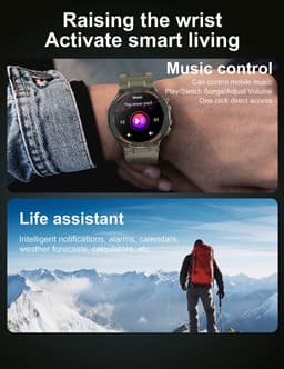 Knobbout 1.52" (3.8cm) Schokbestendig Sport Smartwatch - Zijwaartse LED-verlichting-Bloeddrukmeting, hartslag monitoring en bloedzuurstof (SpO₂)-controle- Bluetooth belfunctie - Sedentaire herinnering-Sedentaire herinnering-Zwart stall+ siliconenband — thumbnail 15