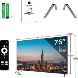 TeeView Google Smart TV - QLED 4K - 75 inch/191 cm - Frameless Design - Tripple Tuner DVB-T/T2/S/S2/C - HDMI x3, USB x2, CI+ - Voice Controle & Streaming apps - In Eindhoven geassembleerd - TV75QQG-EU — thumbnail 19