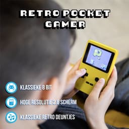 Silvergear Retro Game Console met 240 Arcade Games - Geen Internet Nodig - Spelcomputer voor Kinderen - Gaming Computer - Game Console Handheld - Vakantie Speelgoed - Reizen - Cadeau voor Jongens en Meisjes - 6, 7, 8, 9, 10, 11, 12+ Jaar - Geel — thumbnail 3