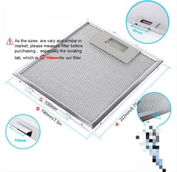 Geschikt voor Whirlpool Ikea Jenn Air W10169961A afzuigkap filter, filter, afzuigkapfilter, ventilatiefilter, vervangingsset van 2 stuks, afzuigkapfilter, 222X190 — thumbnail 1