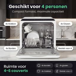 Ventux® Mini Vaatwasser Incl. App – Afwasmachine – 5 Programma’s – 900 Watt – 42,5 x 42,8 x 45,8 cm - Wit — thumbnail 5
