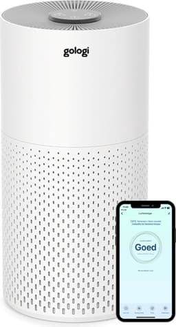 Gologi Luchtreiniger - Air Purifier Tegen Huisstofmijt, Hooikoorts, Allergieën en Stof - Vervangbaar HEPA 13 filter en Koolstoffilter - 210m³/h - Met App - Wit — thumbnail 1