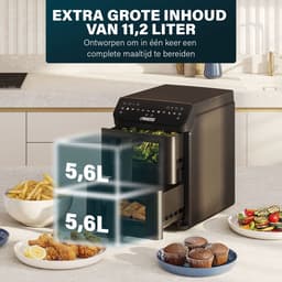 Princess Heteluchtfriteuse - 182490 - 3000W - Stack Airfryer 11,2L - PFAS-Vrij - 2 lades (Sync) - 11 Bakprogramma's - Bespaart 45% ruimte - Dubbele gestapelde lades — thumbnail 12