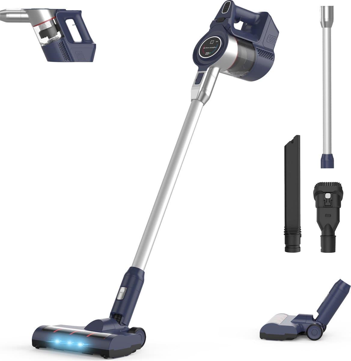 Erikssøn Steelstofzuiger Air Pro Elite 9000 - 2 Accu's - Stofzuiger Draadloos - Zonder Zak Op Accu - Grijs/Blauw — afbeelding 1