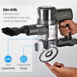 Luxari S1000 Steelstofzuiger Draadloos - 4 Extra Filters - 4 Opzetstukken - Stofzuiger Draadloos - Zonder Zak - Snoerloze Stofzuiger - Kruimeldief - Vacuum Cleaner - Draadloze Stofzuiger - Accu Stofzuiger — thumbnail 8