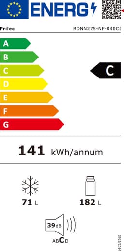 Frilec BONN275-NF-040CI - Koel-vriescombinatie - C Label - 5 Jaar Garantie - No Frost - 253 Liter - Inox — thumbnail 2