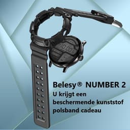 Belesy® NUMBER 2 - Smartwatch Heren – Smartwatch Dames - Horloge – Stappenteller – Calorieën - Hartslag – Sporten - Splitscreen - Kleurenscherm - Full Touch - Bluetooth Bellen – Staal – Milanees - Goud - Moederdag — thumbnail 14