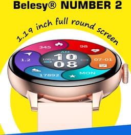 Belesy® NUMBER 2 - Smartwatch Heren – Smartwatch Dames - Horloge – Stappenteller – Calorieën - Hartslag – Sporten - Splitscreen - Kleurenscherm - Full Touch - Bluetooth Bellen – Staal – Milanees - Goud - Moederdag — thumbnail 12