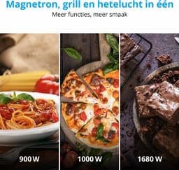 MEDION 3-in-1 magnetron met grill- en heteluchtfunctie (23 liter, 900 watt, 1.000 watt grill, 1.680 watt hetelucht, 10 automatische programma's, ontdooifunctie, display, MD11493) zwart — thumbnail 3