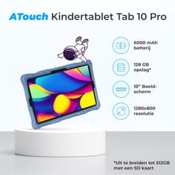 ATouch Combipakket - Kindertablet Tab 10 Pro + Kinderkoptelefoon - Volumebegrenzing - 128GB+64SD - Vanaf 3 jaar - Navy — thumbnail 4