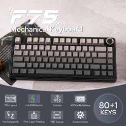 AULA F75 Pro - Draadloze Gaming Toetsenbord - Mechanisch - Zij Bedrukte toetsen - Gasket - Hot Swap - Tri mode - QWERTY Toetsenborden- 80 Keys - Zeerif zwart — thumbnail 3