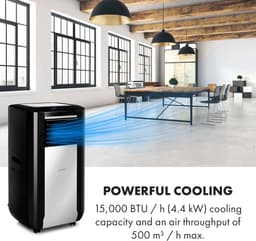 Klarstein airconditioner, 5-in-1 mobiele airconditioner, luchtontvochtiger, ventilator, nachtmodus, antibacteriële luchtreiniger, zeer stille & mobiele airconditioner met luchtafvoerslang, 15000 BTU, pikzwart,4 kW voor 72 m² - Afstandsbediening — thumbnail 18
