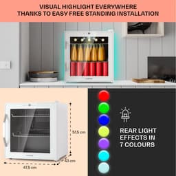 Klarstein Mini Koelkast met Glazen Deur, Kleine Stille Mini Koelkast voor Kamer & Tuin, Indoor/Outdoor Drankkoelkast met IoT/App-bediening, Koelkast voor Cosmetica & Dranken, 5–18 °C, 47 L — thumbnail 10