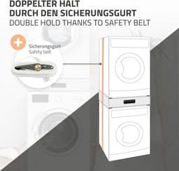 Tussenstuk voor wasmachine en droger – Universeel tussenbouwframe met lade 60,5x54 cm in wit ML design — thumbnail 2