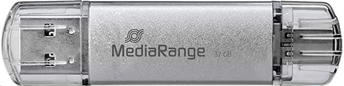 MediaRange USB Stick 64GB | Combo USB 3.2 Gen 1 met USB-A en USB Type-C | Zilver — afbeelding 1