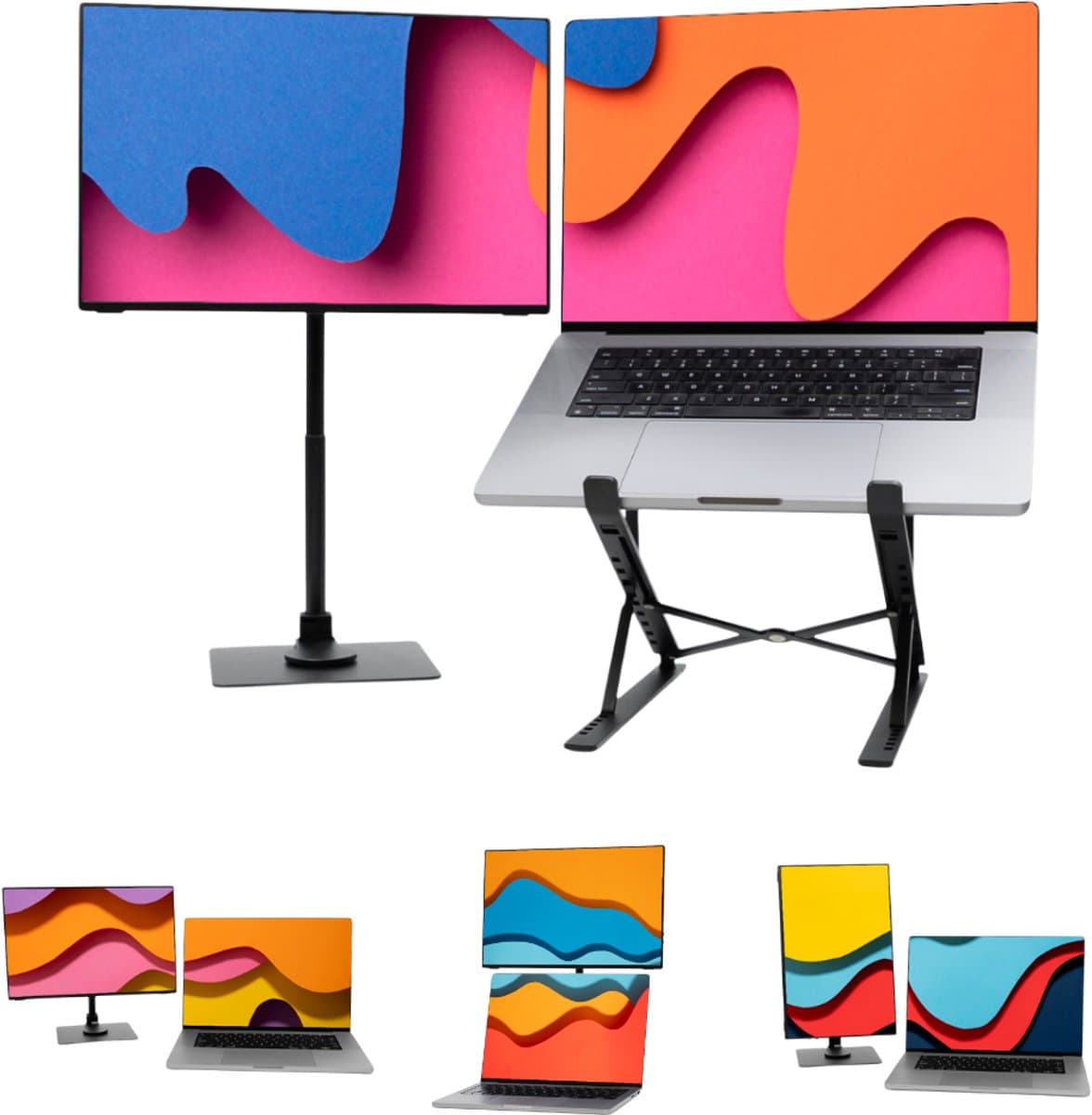 Blerron Flow - Portable Monitor - HD - 16 Inch - Draagbare Monitor - Beeldscherm - Incl. Monitor en Laptop Standaard - 1920x1200 FHD — afbeelding 1