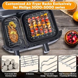 Heteluchtfriteuse Accessoires Gescht voor Philips Dual Basket Airfryer 3000-serie 6L/3L - 23pcs Airfryer Siliconen vorm Accessoireset - Grillrooster, Cake Broodvorm voor Philips Airfryer Dual Basket(grijs) — thumbnail 4