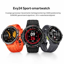 Evy24 Smartwatch GPS 48mm - Sporthorloge Heren en Dames - Belfunctie - Waterdicht - Hartslagmeter - Stappenteller - 2 Bandjes - iOS en Android - Zwart — thumbnail 2