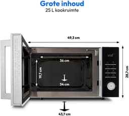 MEDION magnetron met grill- en heteluchtfriteusefunctie (25 liter, 900 watt, 1500 watt grill, 1500 watt heteluchtfunctie, 11 programma's, 10 vermogensstanden, MD12231) lichtgrijs [MODEL 2025] — thumbnail 5