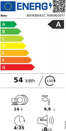 Beko BDIN38561C Volledig ingebouwd Vaarwasser | SuperEco A energy | SelfDry | Super Still | AquaFlex | ProSmart — thumbnail 2