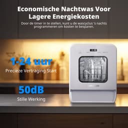 AIRMSEN Mini Vaatwasser - Vrijstaand - Watertank 5L - 9 Programma's - 4 Couverts - Compact (37x50 cm) - 24u Uitgestelde Start - Wit — thumbnail 7