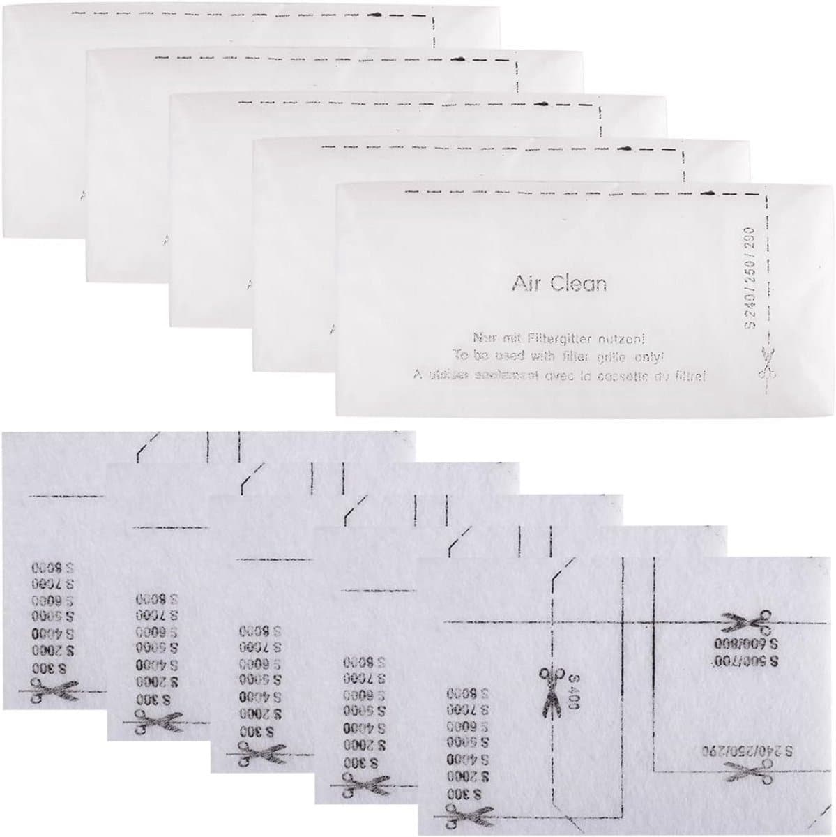 StrongFlow Filterset voor Miele – 10-delig – 5 Motorfilters + 5 Uitblaasfilters – Op Maat te Knippen – Geschikt voor Miele AirClean SF-SAC 20/30 – Compatibel met Miele C1, C2, C3, Compact & Classic — afbeelding 1