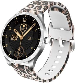 Belesy® BQSiRgPk Pro - Smartwatch Dames – Smartwatch Heren - Horloge - 1.28 inch - Kleurenscherm - Stappenteller - Bloeddruk - Hartslag - 75+ Wijzerplaten – Zilver – Siliconen – Roze – extra polsband Milanees Zilver en Panterprint - Kerstcadeau — thumbnail 20