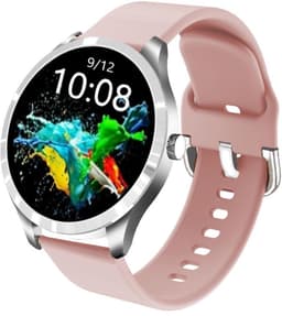 Belesy® BQSiRgPk Pro - Smartwatch Dames – Smartwatch Heren - Horloge - 1.28 inch - Kleurenscherm - Stappenteller - Bloeddruk - Hartslag - 75+ Wijzerplaten – Sporten – Zilver – Siliconen – Roze – extra polsband Milanees Zilver - Kerstcadeau — thumbnail 13
