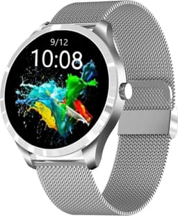 Belesy® BQSiRgPk Pro - Smartwatch Dames – Smartwatch Heren - Horloge - 1.28 inch - Kleurenscherm - Stappenteller - Bloeddruk - Hartslag - 75+ Wijzerplaten – Sporten – Zilver – Siliconen – Roze – extra polsband Milanees Zilver - Kerstcadeau — thumbnail 2