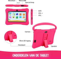 ZINLY® Kindertablet - Tablet - 7 inch - Android 10.0 - Langdurig gebruik - Kids Proof - Kinder tablet voor kinderen vanaf 3 jaar Incl beschermhoes & Ouderlijk Toezicht App - Roze — thumbnail 9