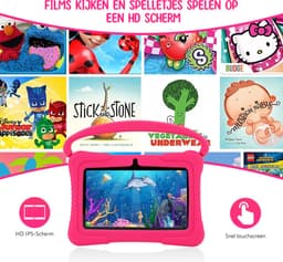 ZINLY® Kindertablet - Tablet - 7 inch - Android 10.0 - Langdurig gebruik - Kids Proof - Kinder tablet voor kinderen vanaf 3 jaar Incl beschermhoes & Ouderlijk Toezicht App - Roze — thumbnail 6